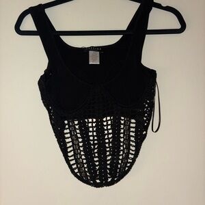 Black Crochet Women Top